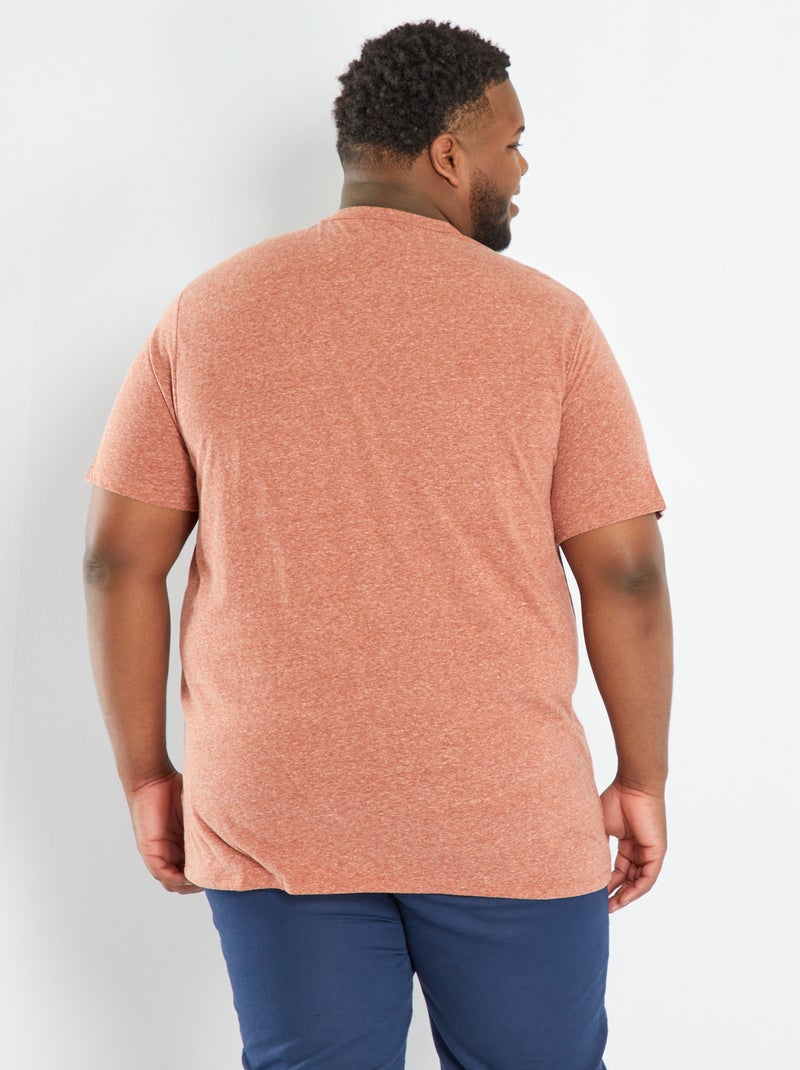 T-shirt com gola tunisina Marrom - Kiabi