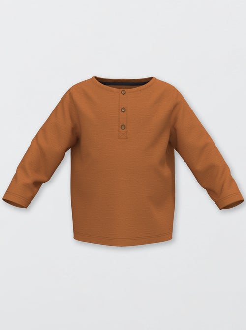 T-shirt com gola tunisina - Kiabi