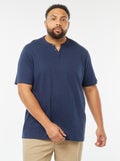 T-shirt com gola tunisina Preto - Kiabi
