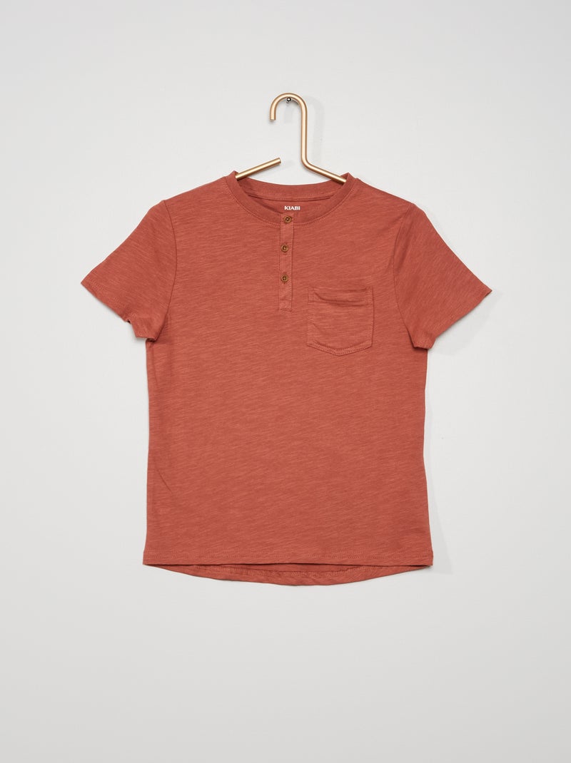 T-shirt com gola tunisina ROSA - Kiabi