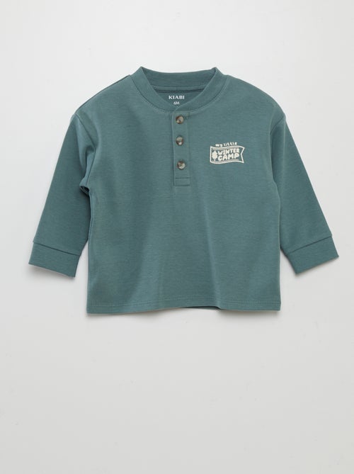 T-shirt com gola tunisina - Kiabi