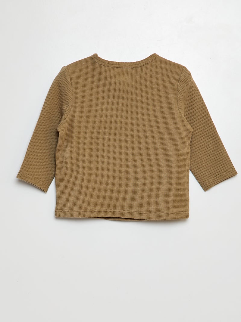 T-shirt com gola tunisina VERDE - Kiabi