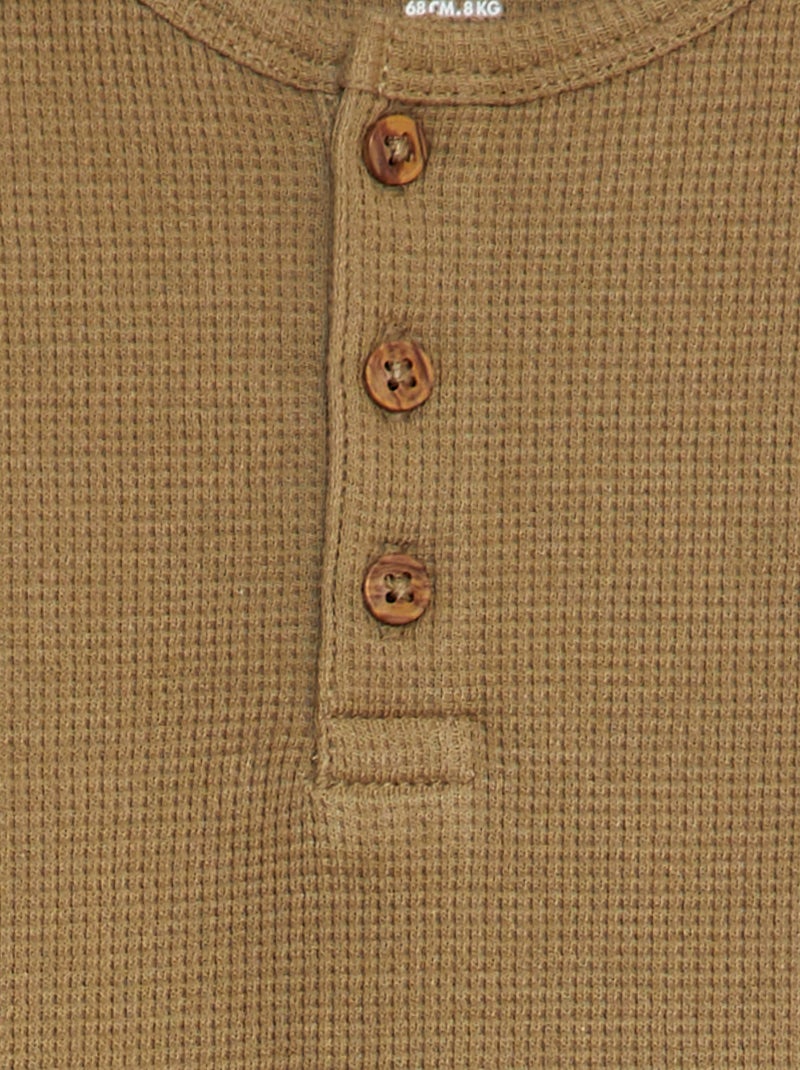 T-shirt com gola tunisina VERDE - Kiabi