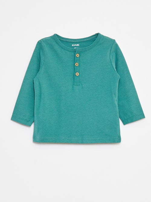 T-shirt com gola tunisina - Kiabi
