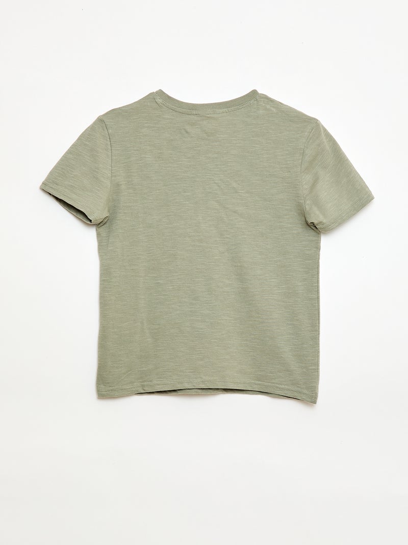 T-shirt com gola tunisina Verde - Kiabi