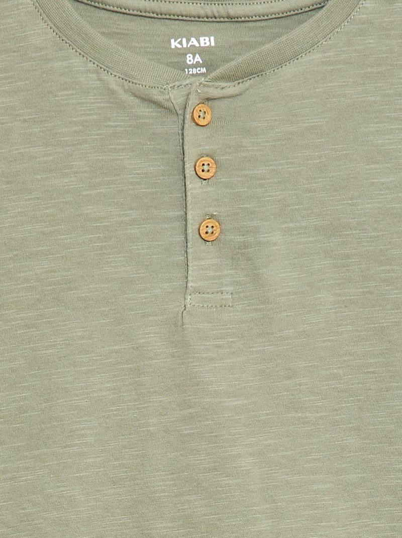 T-shirt com gola tunisina Verde - Kiabi