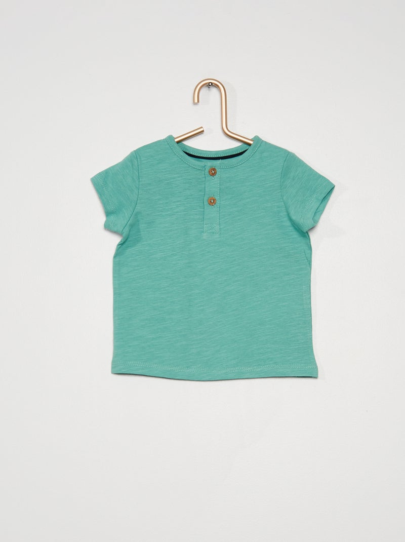 T-shirt com gola tunisina VERDE - Kiabi