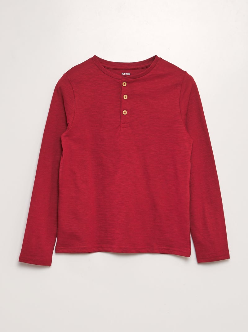 T-shirt com gola tunisina VERMELHO - Kiabi