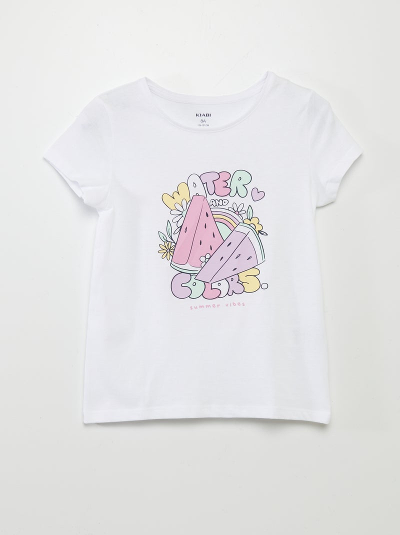 T-shirt com inscrição BRANCO - Kiabi