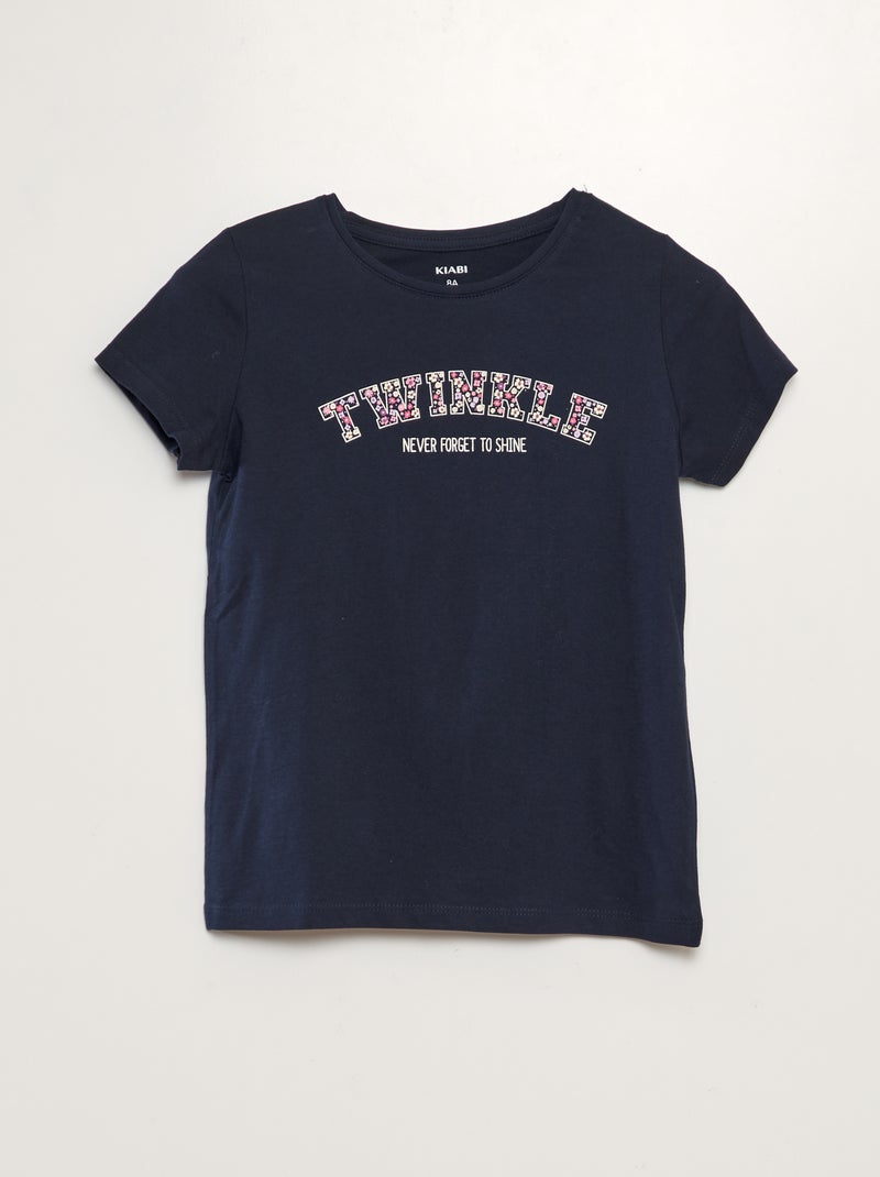 T-shirt com inscrição BRANCO - Kiabi