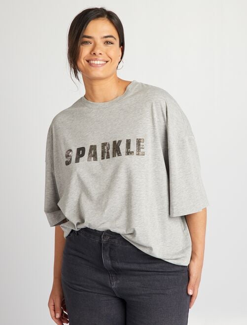 T-shirt com inscrição em relevo 'Sparkle' - Kiabi