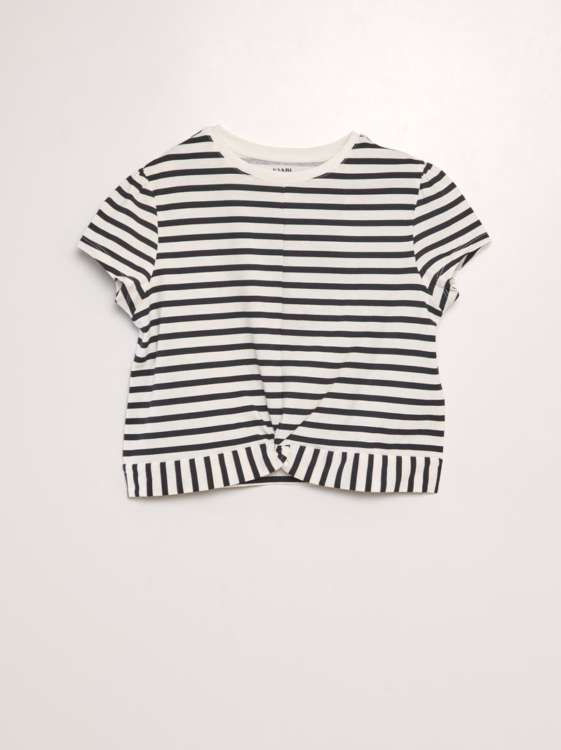 T-shirt com laço à frente BEGE - Kiabi