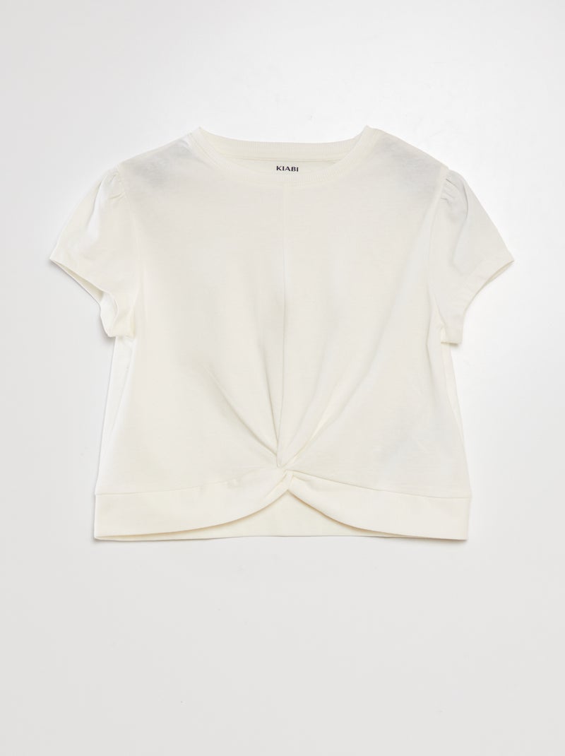 T-shirt com laço à frente Branco - Kiabi