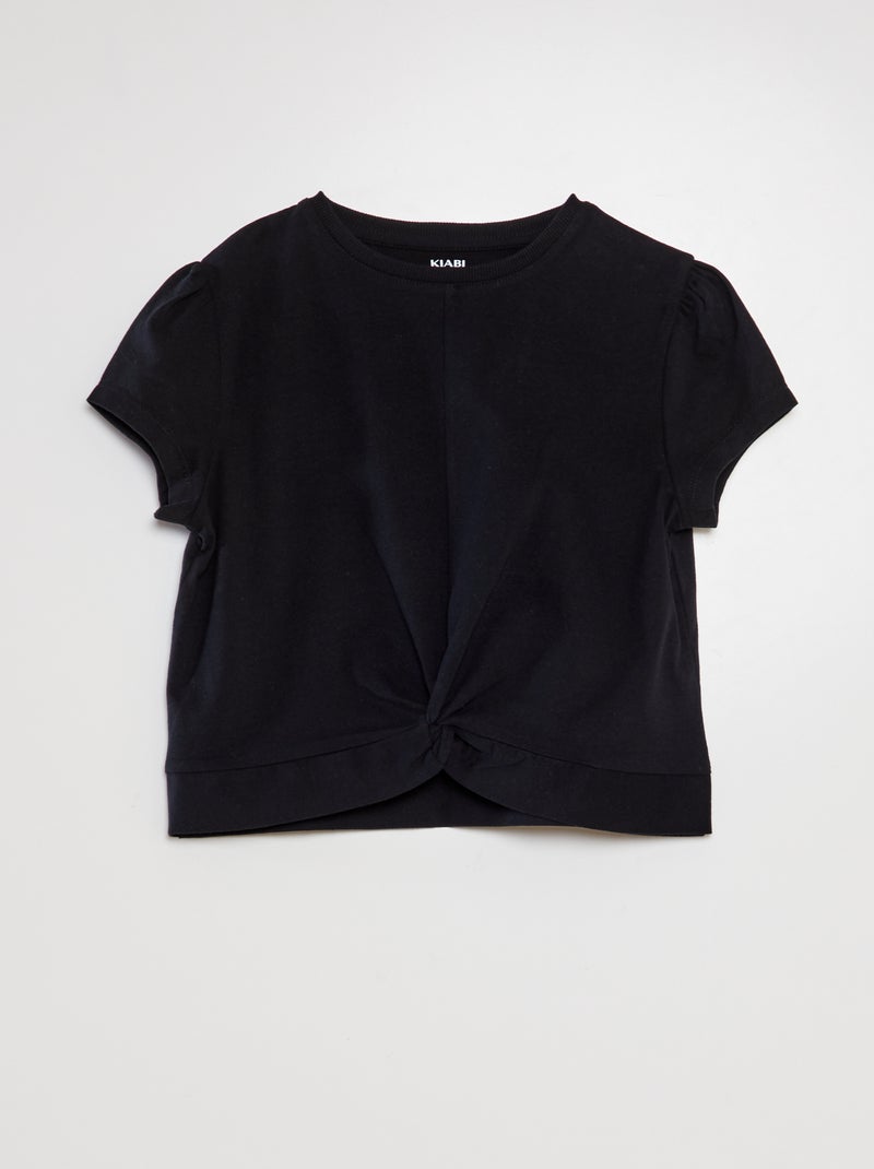 T-shirt com laço à frente Preto - Kiabi