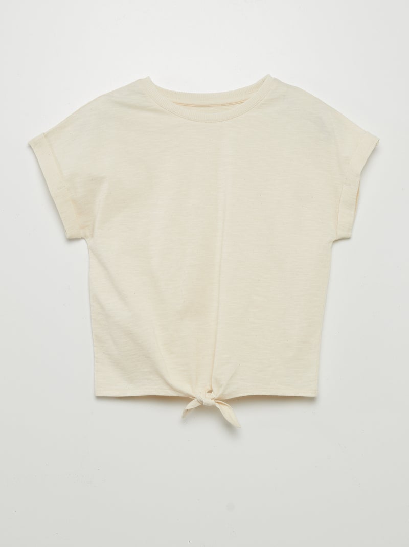 T-shirt com laço na base BEGE - Kiabi