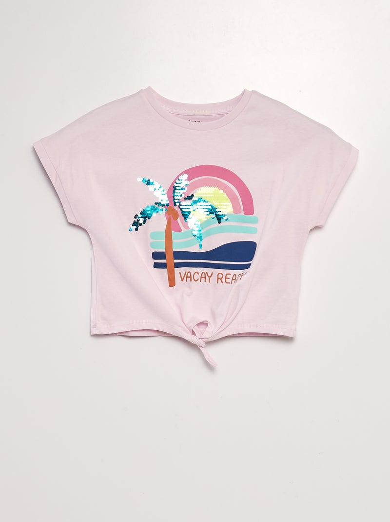 T-shirt com laço na base BRANCO - Kiabi