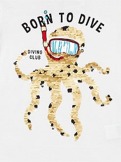 T-shirt com lantejoulas reversíveis - Kiabi