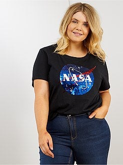 T-shirt com lantejoulas reversíveis 'NASA' - Kiabi