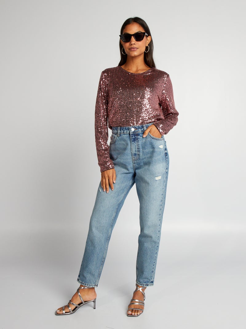 T-shirt com lantejoulas ROSA - Kiabi