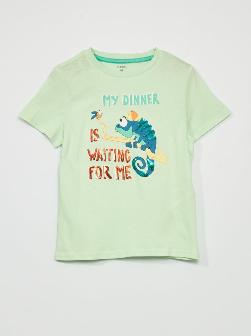 T-shirt com lantejoulas VERDE - Kiabi