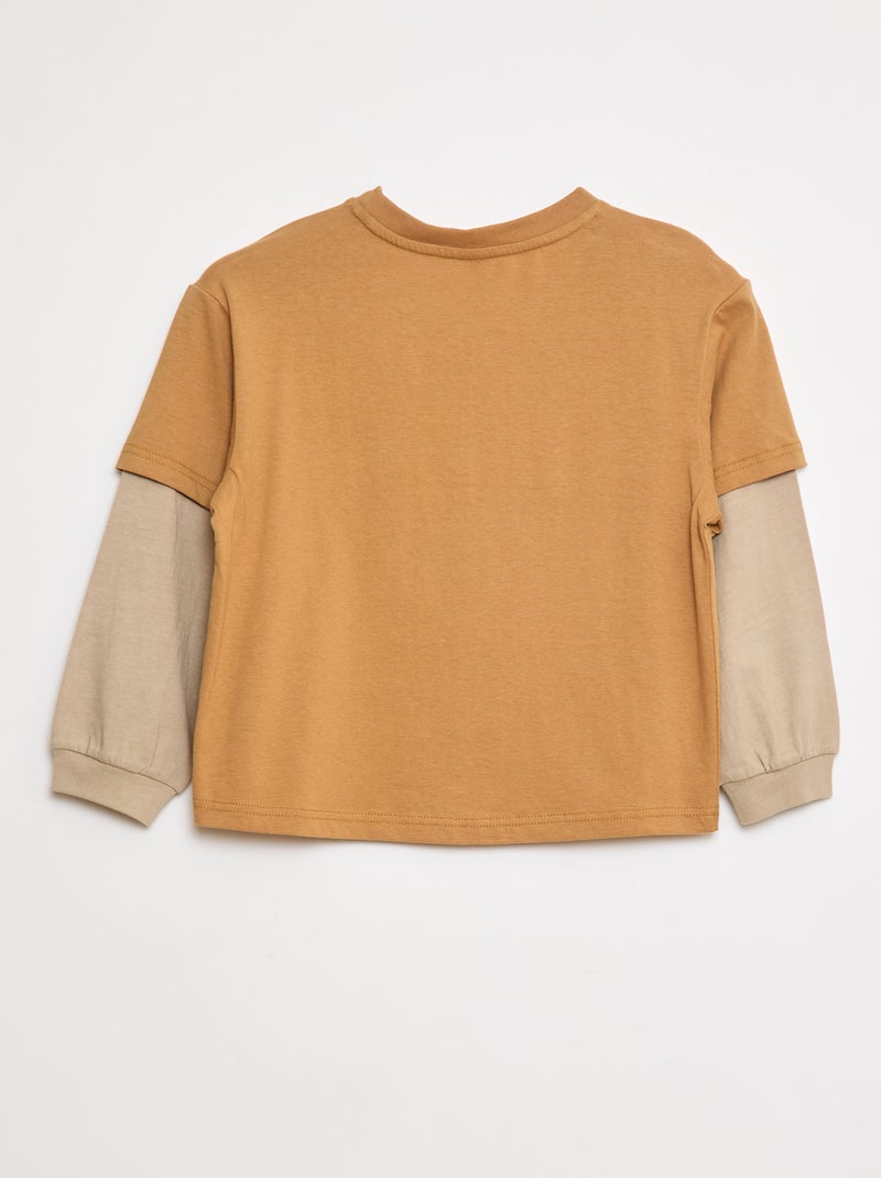 T-shirt com manga dupla Amarelo - Kiabi