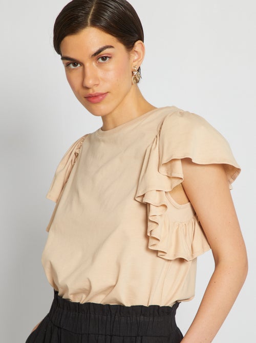 T-shirt com mangas borboleta - Kiabi