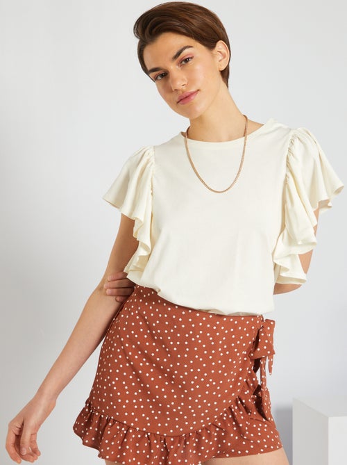 T-shirt com mangas borboleta - Kiabi