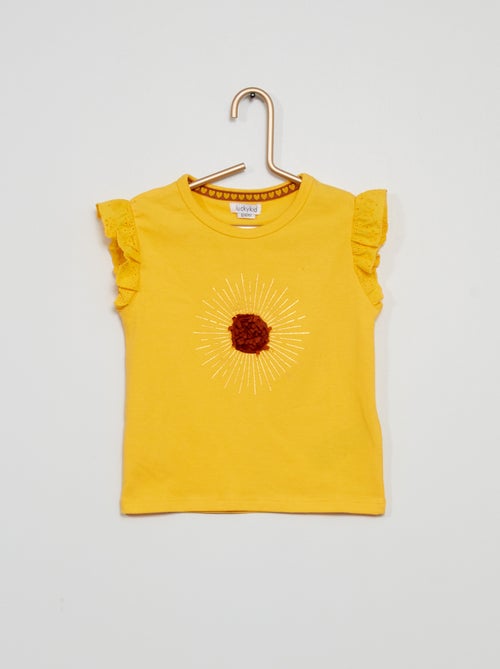 T-shirt com mangas com folhos - Kiabi