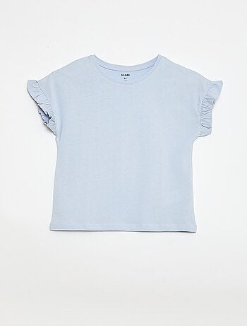 T-shirt com mangas com folhos