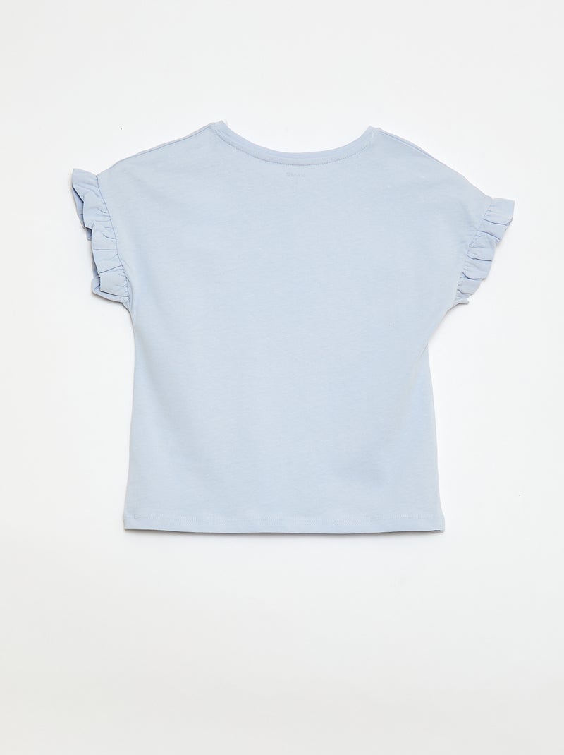 T-shirt com mangas com folhos Azul - Kiabi