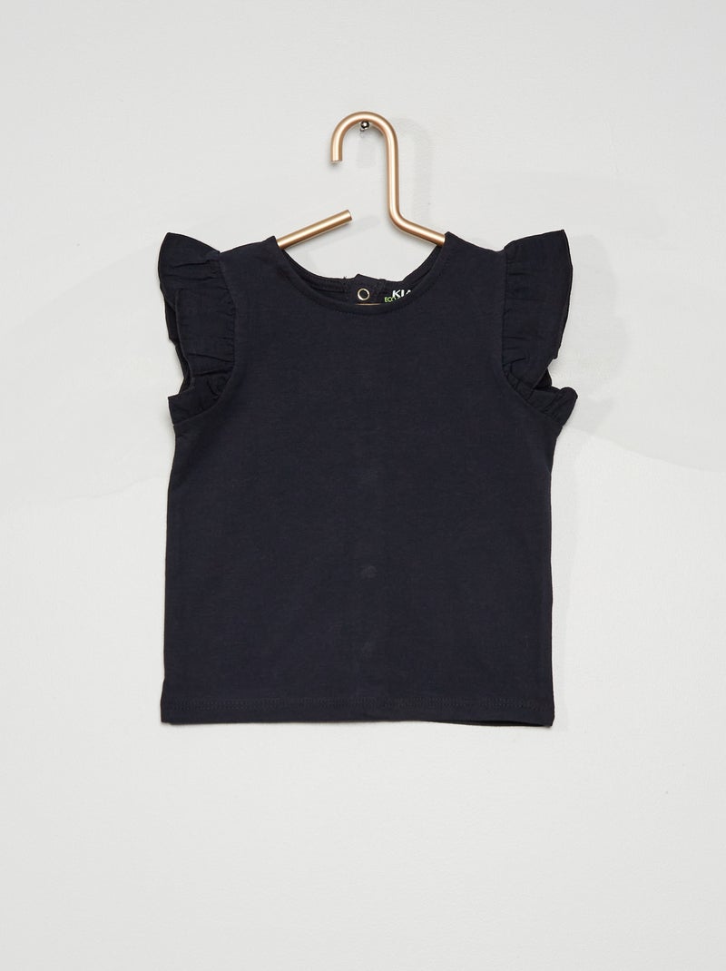 T-shirt com mangas com folhos AZUL - Kiabi