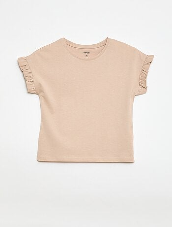 T-shirt com mangas com folhos