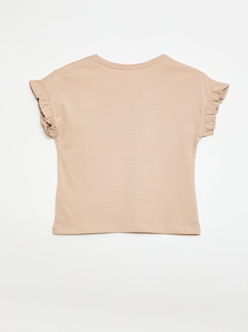 T-shirt com mangas com folhos Bege - Kiabi