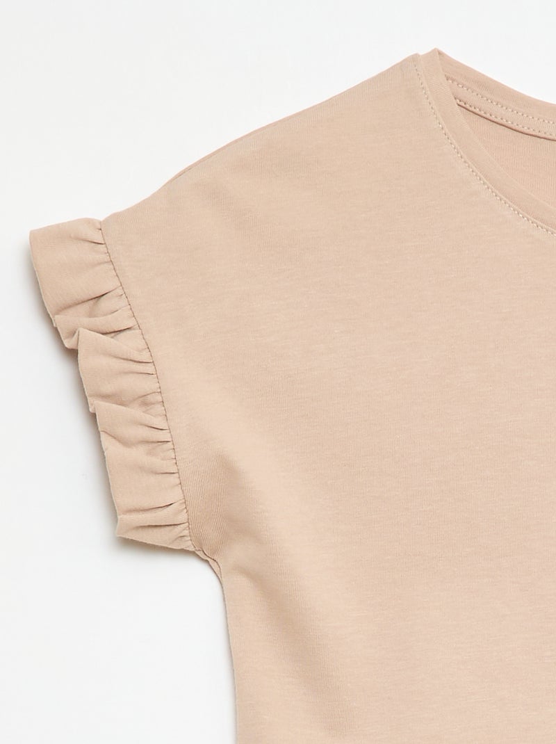 T-shirt com mangas com folhos Bege - Kiabi