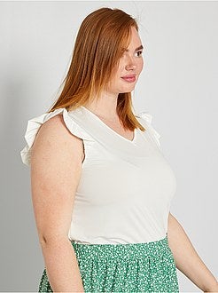 T-shirt com mangas com folhos - Kiabi