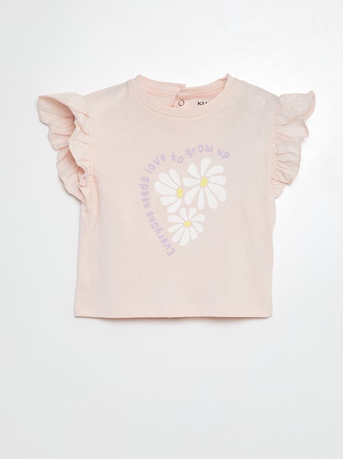 T-shirt com mangas com folhos - Kiabi