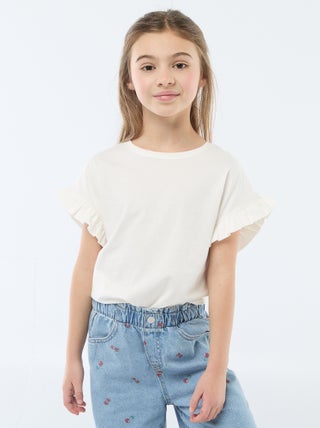 T-shirt com mangas com folhos