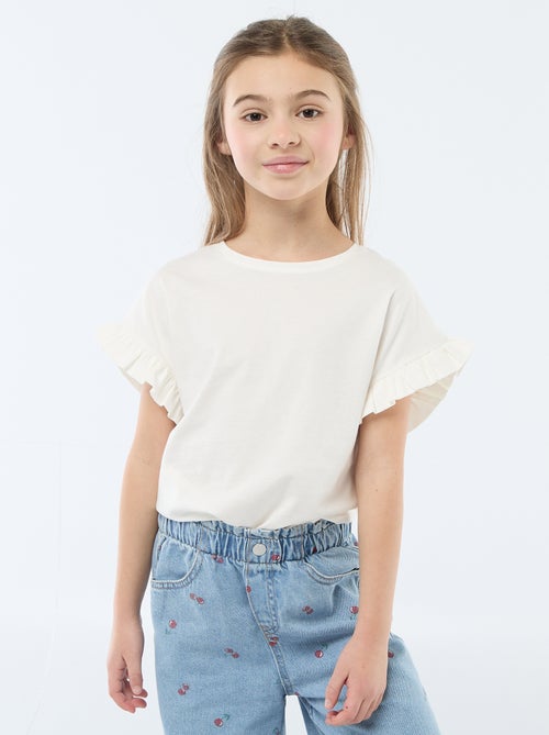 T-shirt com mangas com folhos - Kiabi