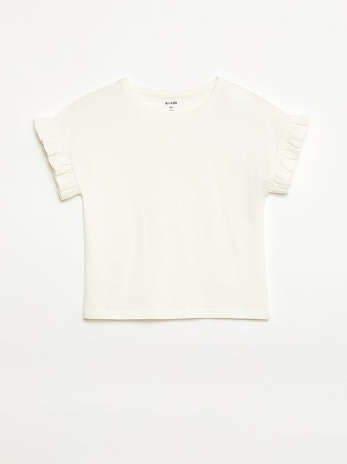 T-shirt com mangas com folhos - Kiabi