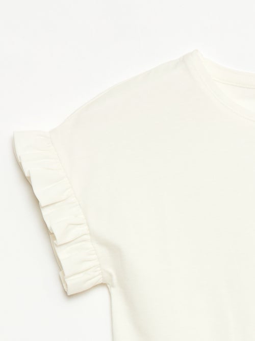 T-shirt com mangas com folhos - Kiabi