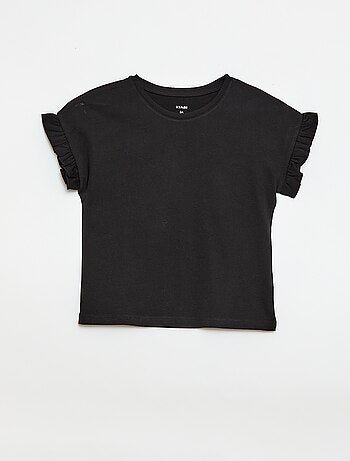 T-shirt com mangas com folhos