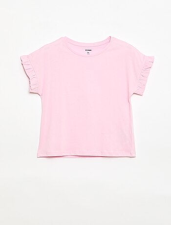 T-shirt com mangas com folhos