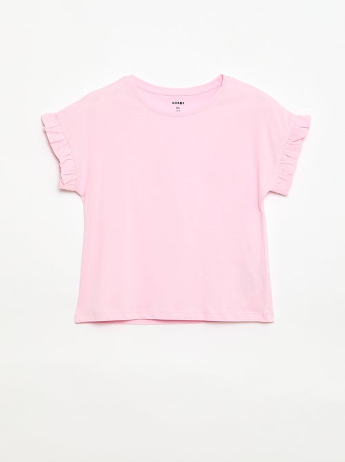 T-shirt com mangas com folhos - Kiabi