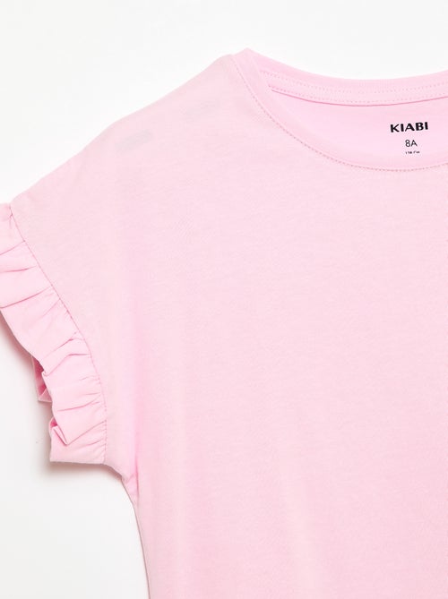 T-shirt com mangas com folhos - Kiabi