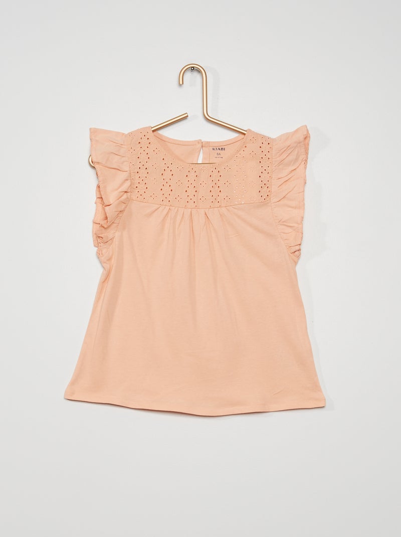 T-shirt com mangas com folhos ROSA - Kiabi