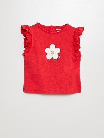 T-shirt com mangas com folhos
