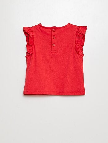 T-shirt com mangas com folhos