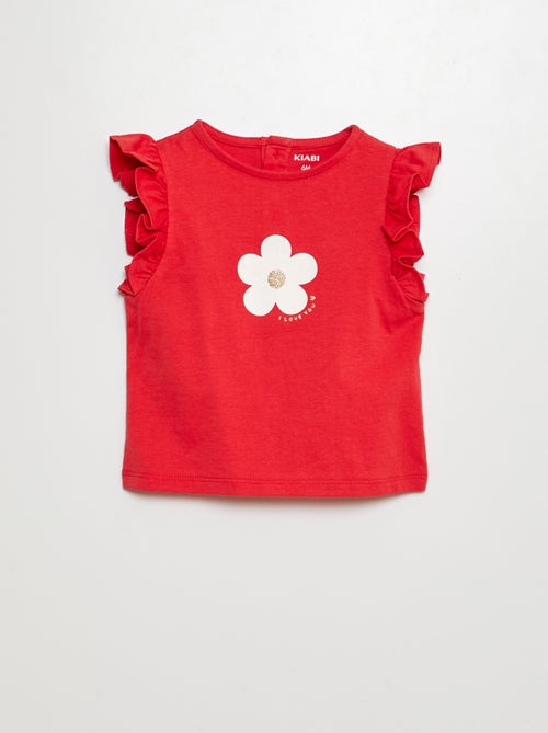 T-shirt com mangas com folhos - Kiabi