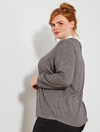 T-shirt com mangas de balão e gola claudine - Kiabi