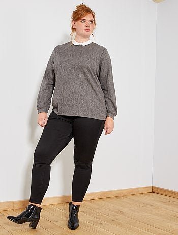 T-shirt com mangas de balão e gola claudine - Kiabi